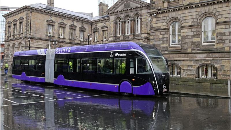 &#39;Glider&#39; buses will use rapid transit lanes to connect east and west Belfast and the Titanic quarter with the city centre. Picture by Hugh Russell 