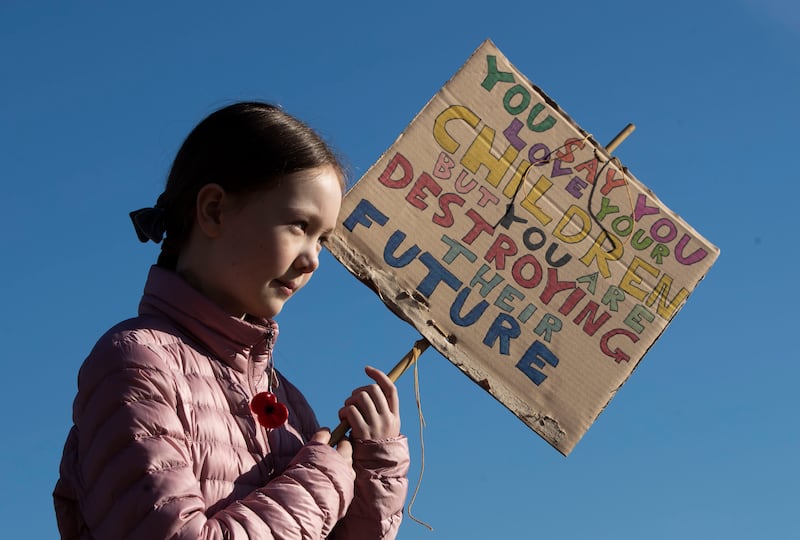 Students strike during a climate change protest in Huddersfield