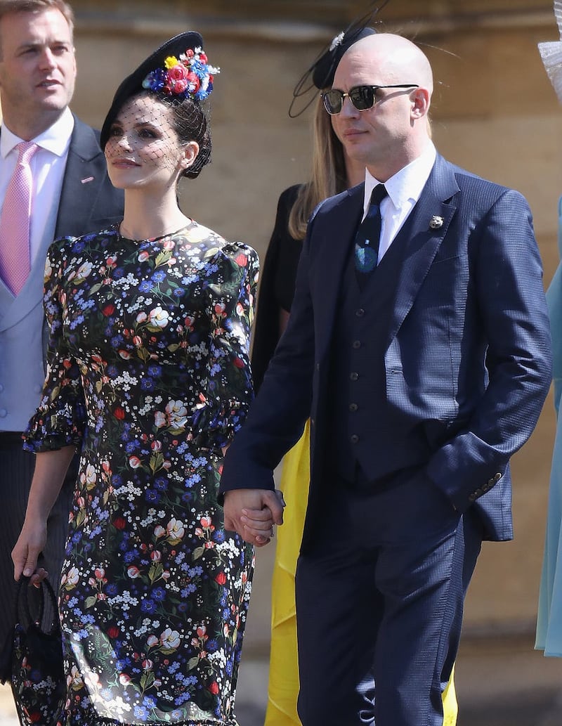 Charlotte Riley and Tom Hardy arrive for the wedding of Prince Harry to Meghan Markle (Chris Jackson/PA)