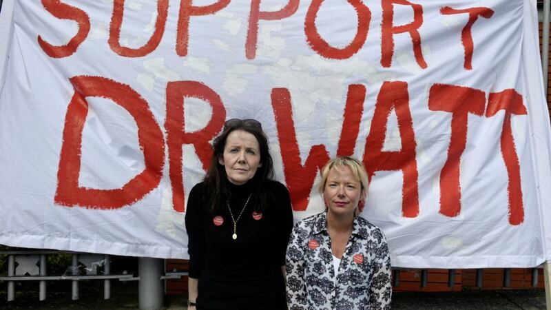 Rally organisers Christine Lynch and Rhonda O&#39;Neill, who are patients of Dr Watt. Picture Mark Marlow. 