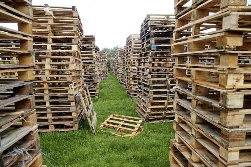 Wooden pallets piled up on land at Inverary playing fields. Picture by Mal McCann 