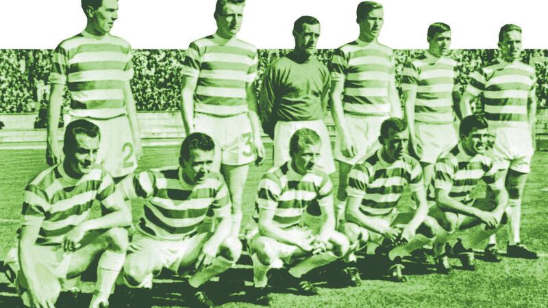 The Celtic team line up before defeating Inter Milan 2-1 to win the European Cup in Lisbon in 1967: (back row, l to r) Jim Craig, Tommy Gemmell, Ronnie Simpson, Billy McNeill, Bobby Murdoch, John Clark  (front row, l to r): Steve Chalmers, Willie Wallace, Jimmy Johnstone, Bobby Lennox, Bertie Auld.&nbsp;