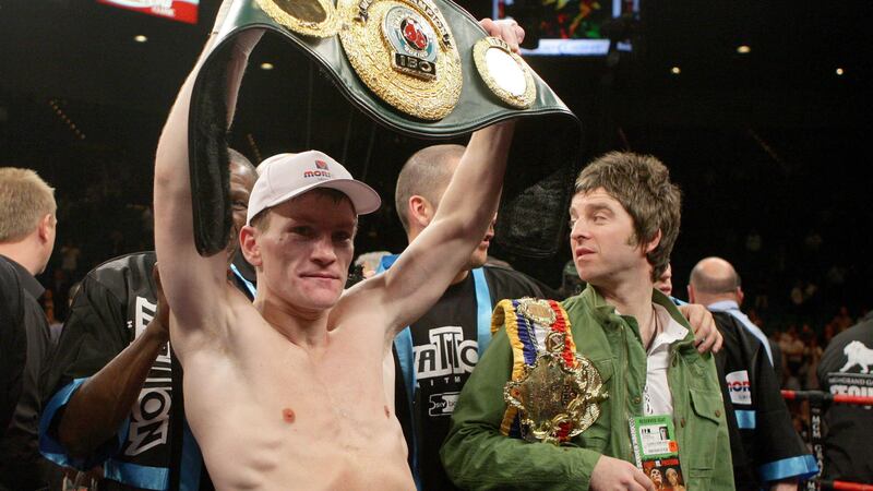 Ricky Hatton celebrates after defeating USA's Paulie Malignaggi in an IBF light-welterweight fight at the MGM Grand Hotel in Las Vegas on November 22 2008