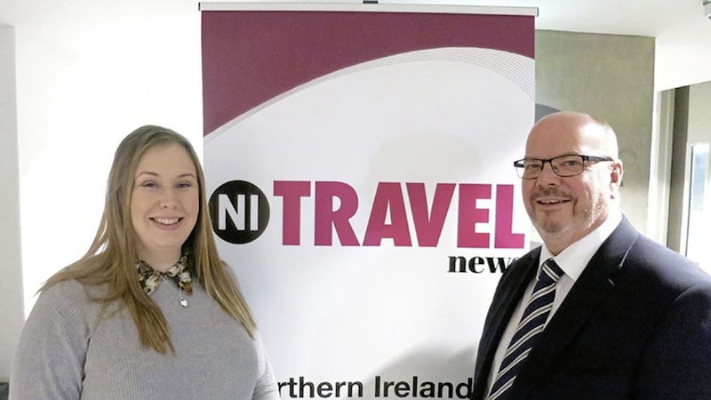 Pictured at the launch of the new Northern Ireland Travel News website are co-founder Jonathan Adair and online editor Kirsty Johnston.  