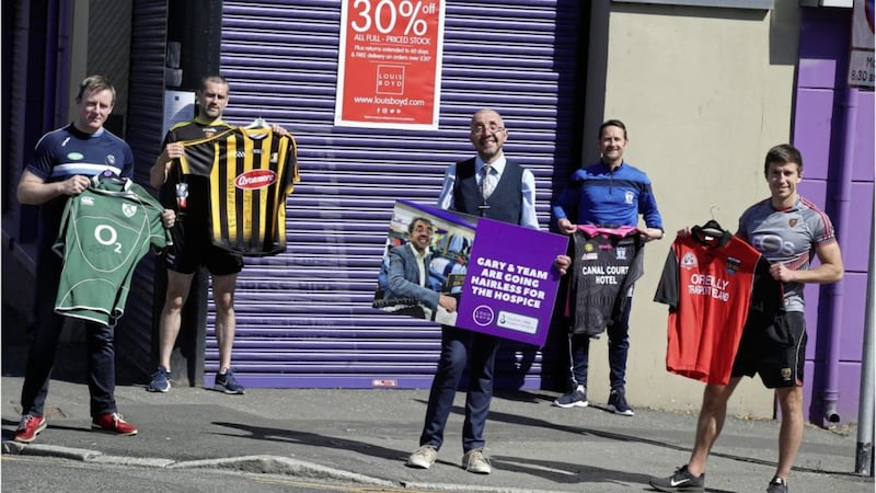 Justin McNulty (former Armagh defender and SDLP MLA), Kevin McKernan (Down), Chris Boyd (Boyd&#39;s Menswear), Darren Mullen (Newry City manager) and Ryan McAleenan (Down) are on a major fundraising drive for the local hospice. Chris Boyd was the man who came up with the idea &#39;Hairless for the Hospice&#39; with those participating condemned to shaving their hair 