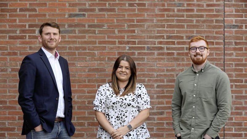 Marking the company&#39;s success are (from left) 3EN&#39;s Matthew McDowell (head of sales), Laura Blacklock (chief client relations officer), Conor McDonnell (head of client services). Picture: Matt Mackey/Press Eye 
