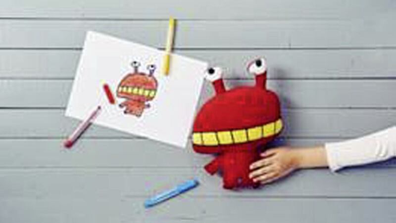 Nugget the red monster designed by five year old Chutriada from Thailand is one of the new SAGOSKATT toys available in IKEA 