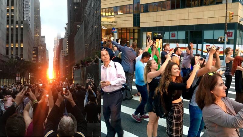 The showstopping sunset event drew throngs of city-dwellers and tourists onto the city’s busiest streets.