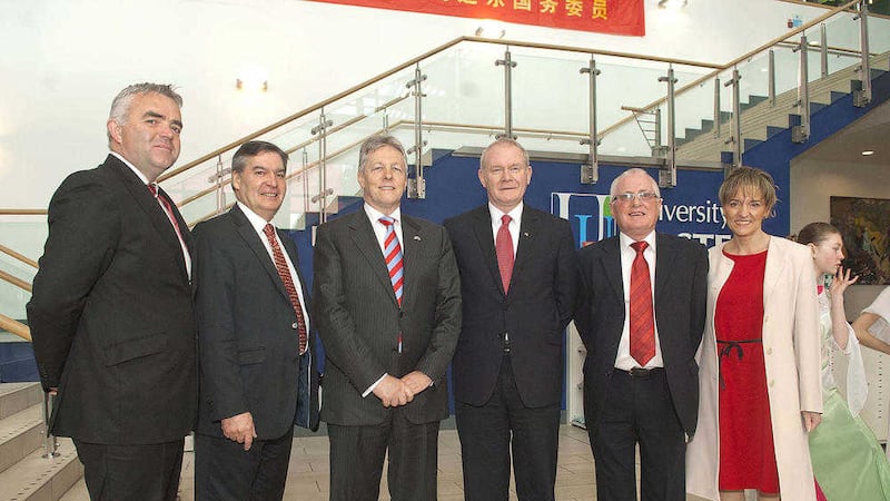 Jonathan Bell and assembly colleagues pictured at the launch of the Confucius Institute in 2012 
