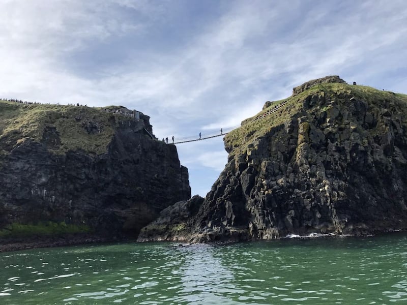 Looking up at Carrick-a-Rede Rope Bridge&nbsp;