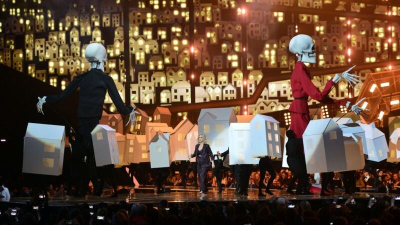Katy Perry's dancing house took a tumble at the Brits and it was like Left Shark all over again
