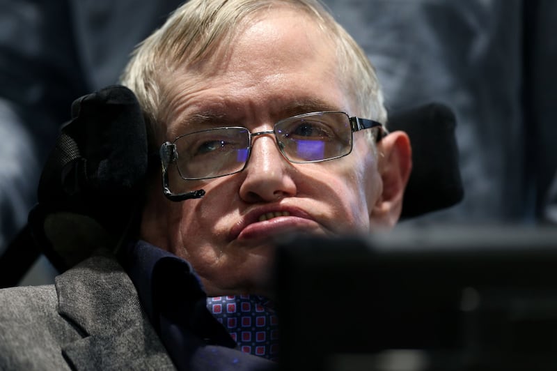 Stephen Hawking speaks during the launch of the Leverhulme Centre for the Future of Intelligence (CFI) in Cambridge.