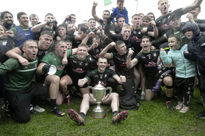Cargin celebrate last month&#39;s county title win at Corrigan Park Picture by Hugh Russell. 