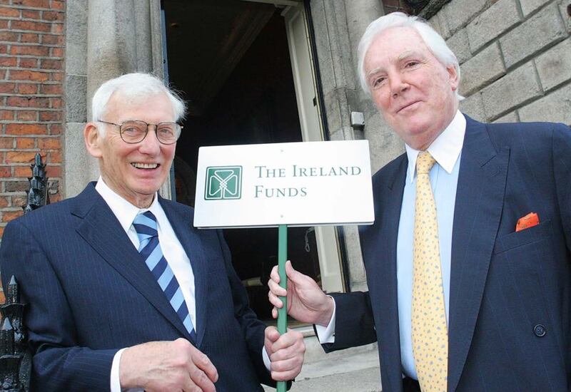 Tony O’Reilly (right), pictured fellow founder of The Ireland Funds, Dan Rooney (left).