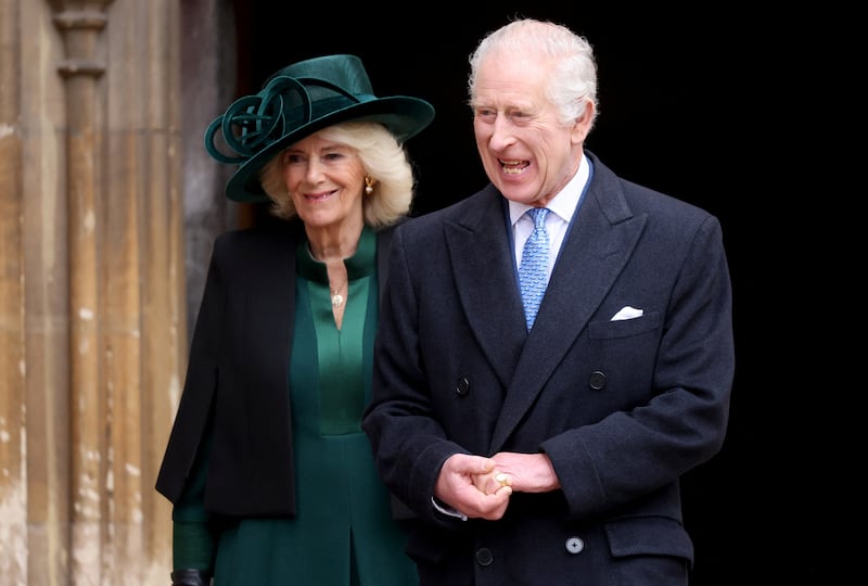 King Charles and Queen Camilla following the Easter Mattins Service at St George’s Chapel