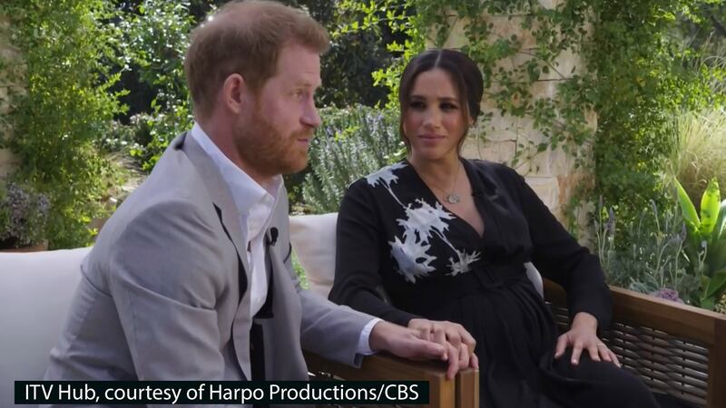 Oprah Winfrey’s interview with the Duke and Duchess of Sussex saw claims about an unidentified member of the royal family (Screen grab photo supplied by ITV Hub courtesy of Harpo Productions/CBS)