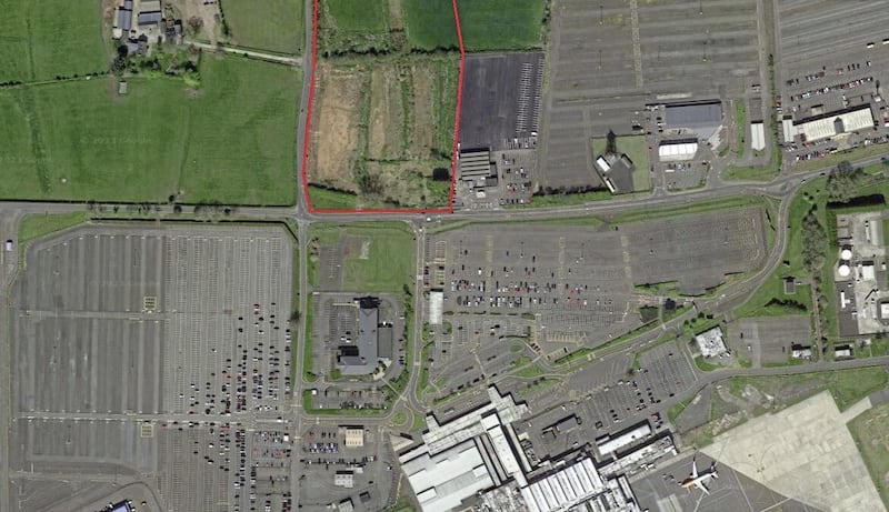 Aerial view of the site proposed by JH Turkington for a new hotel at Belfast International Airport. 