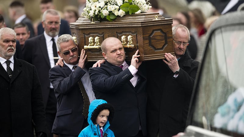 The funeral of Lisa Gow takes place at St Andrew's Chruch in Glencairn, Belfast&nbsp;