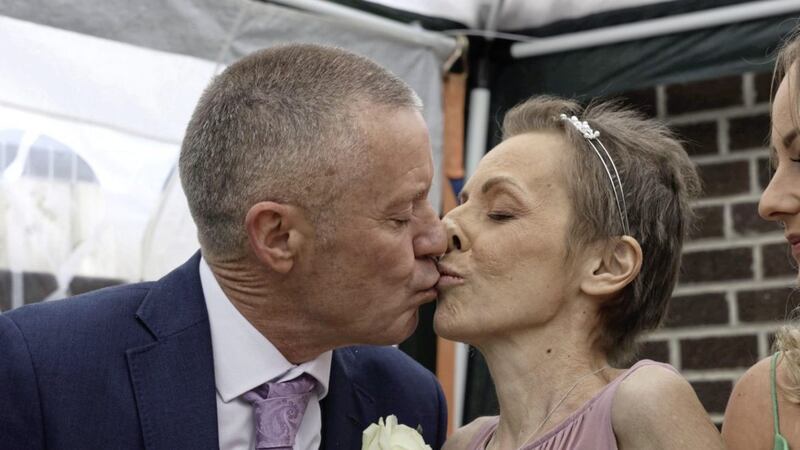 Samantha Gamble, who has terminal cancer, and Frankie Byrne got married yesterday 