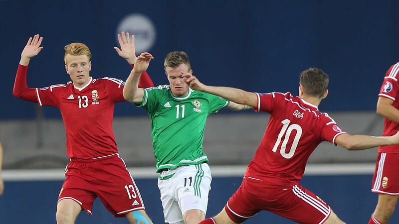 Chris Brunt in action against Hungary for the North &nbsp;