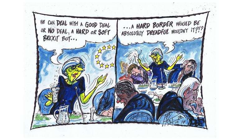 Ian Knox cartoon 20/10/17: Leaders gather for a crunch summit as the UK faces EU calls to do more to break the deadlock&nbsp;