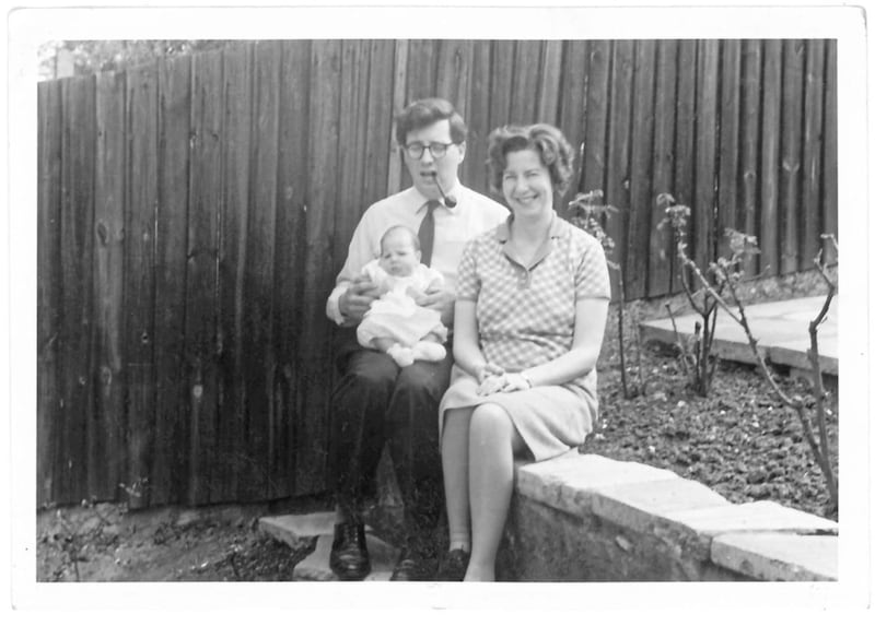 Laurence Llewelyn-Bowen&#39;s father Trevor holding him as a baby, with Laurence&#39;s mum Patricia 