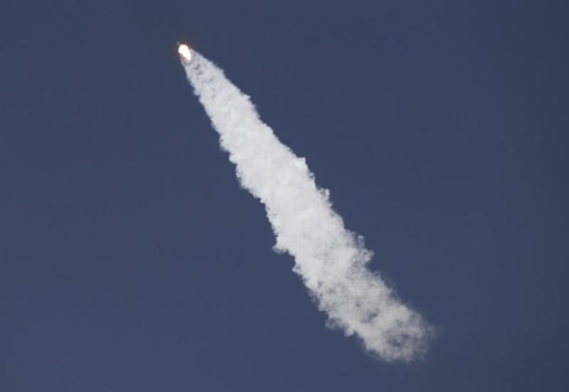 A Falcon 9 SpaceX rocket carrying a classified satellite.