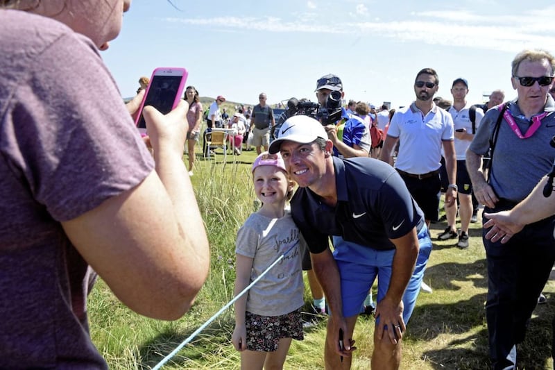Rory McIlroy signing autographs for fans at the Pro-Am at the Dubai Duty Free Irish Open in Ballyliffin, Donegal. Picture by Justin Kernoghan