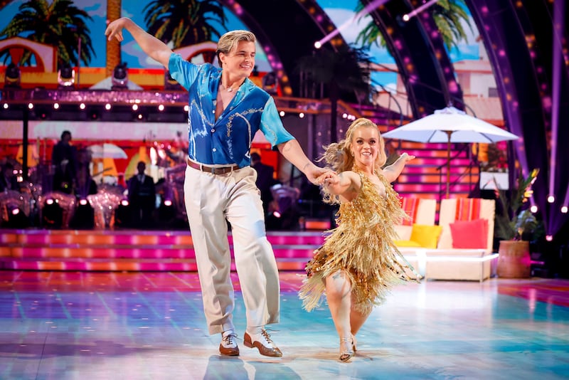 Nikita Kuzmin and Ellie Simmonds during the first live show of Strictly Come Dancing 2022 (Guy Levy/BBC)