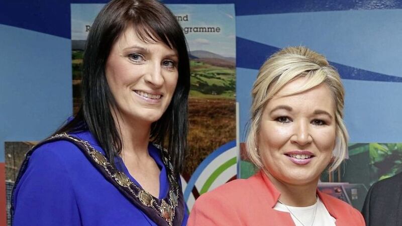 &nbsp;Sinn F&eacute;in Mid Ulster MLAs Linda Dillon (left) and Michelle O'Neill