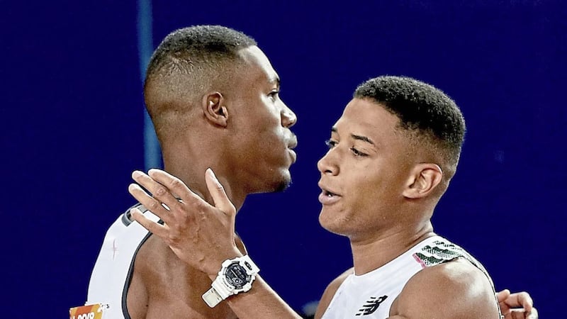 Northern Ireland&#39;s Leon Reid (right) was moved up to third after England&#39;s Zharnel Hughes (left) was disqualified in the men&#39;s 200m final at the Carrara Stadium during day eight of the 2018 Commonwealth Games in the Gold Coast 