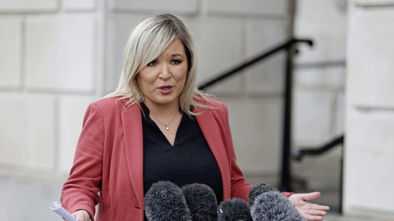 Deputy First Minister Michelle O&#39;Neill during a press conference outside Parliament Buildings, Stormont. Picture by Liam McBurney/PA Wire              