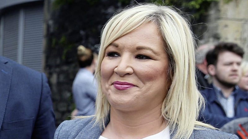 Michelle O&#39;Neill broke her right leg earlier this month. Picture by Brian Lawless/PA Wire  
