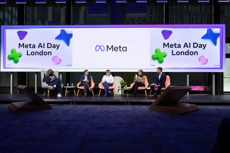 Left to right, Dr Anne-Marie Imafidon, Nick Clegg, President, Global Affairs, Yann LeCun, Chief AI Scientist, Joelle Pineau, Vice President, AI Research and Chris Cox, Chief Product Officer at Meta’s AI event in London