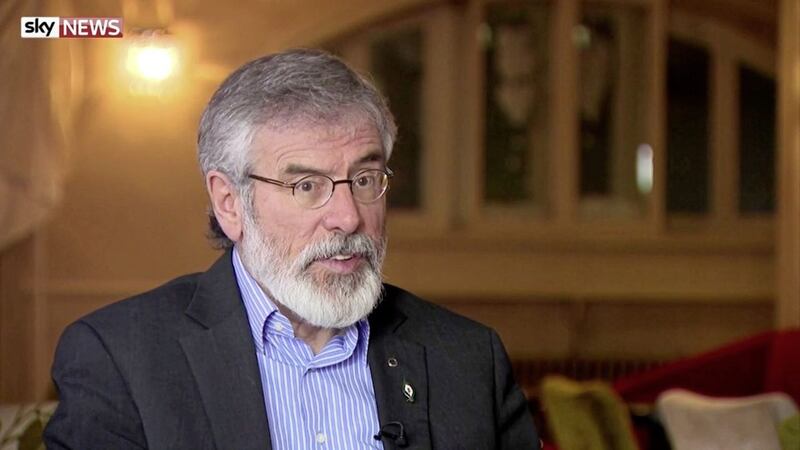 Sinn F&eacute;in president Gerry Adams speaking to Sky News 