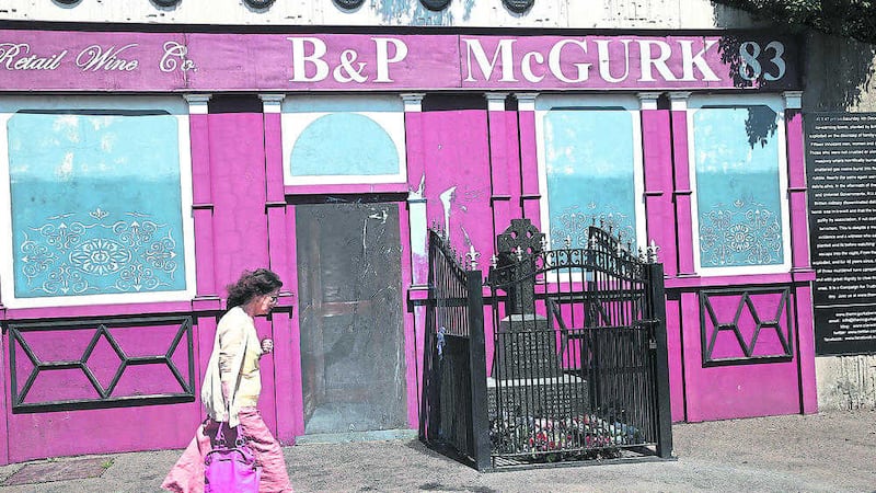 scheme: The McGurk&rsquo;s Bar mural at the junction of North Queen Street, Belfast 			   Picture: Hugh Russell 