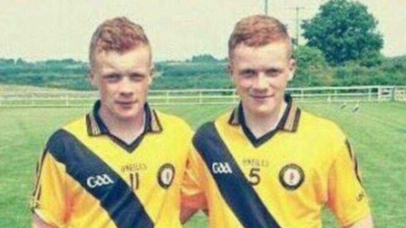Odhr&aacute;n McKenna (right) pictured with his twin brother CJ, both play with St John&#39;s GAC in west Belfast and are Antrim minor panellists. 