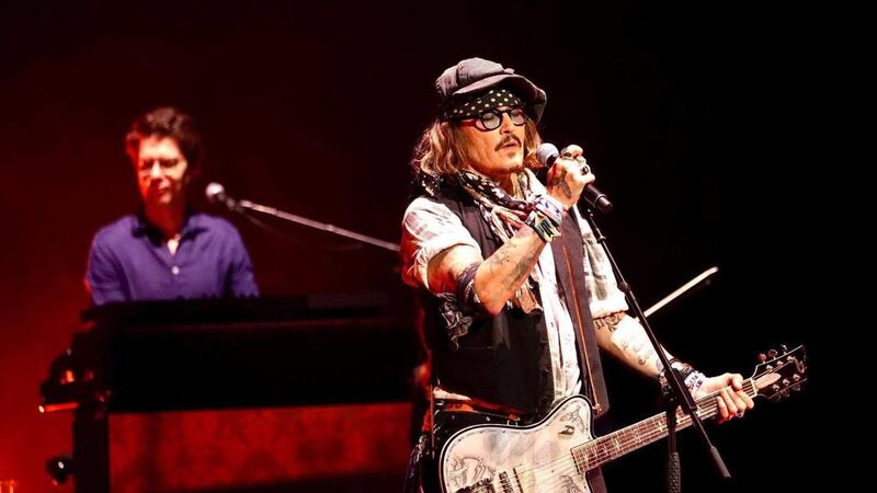 Pictures showed the actor on stage with Jeff Beck at the Royal Albert Hall in London for the second night in a row.