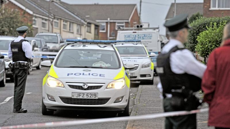 Police at the scene yesterday at Queen&#39;s Avenue in the Glengormley area of Newtownabbey 