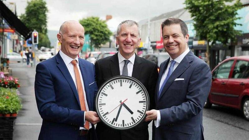 Pictured, from left Colin Neill, Hopsitaly Ulster, finance minister M&aacute;irt&iacute;n &Oacute; Muilleoir  and Glyn Roberts, NIIRTA 