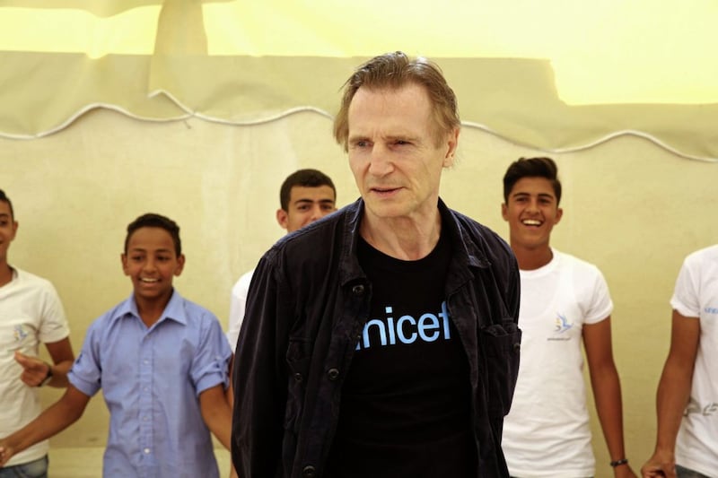 Liam Neeson, pictured in November 2016, during a visit to the Middle East on behalf of Unicef. Picture by AP 