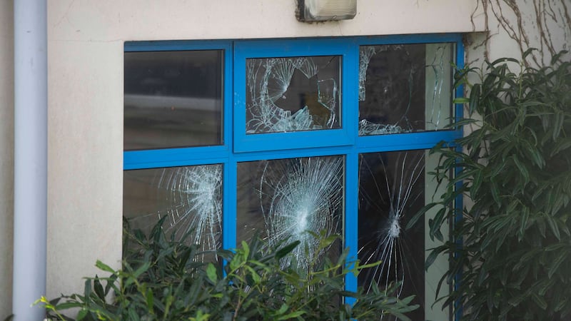 Windows were smashed at Belvoir House in south Belfast.
