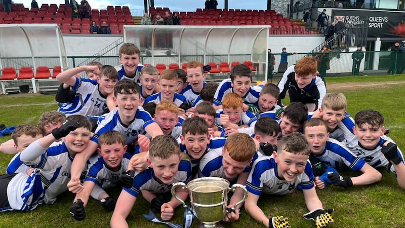 St Patrick's, Maghera celebrate after their win over St Colman's, Newry in the Dalton Cup final