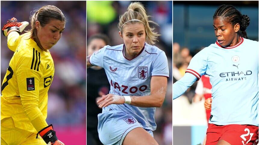 Mary Earps, Rachel Daly and Khadija Shaw, left to right, are among the season’s stand-out performers (Mike Egerton/Tim Goode/Nick Potts/PA)