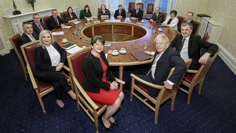 The Northern Ireland Executive was restored in January 2020 only to collapse again two years later. Ministers are pictured with then Prime Minister Boris Johnson and Secretary of State Julian Smith. Picture by PressEye/PA Wire 