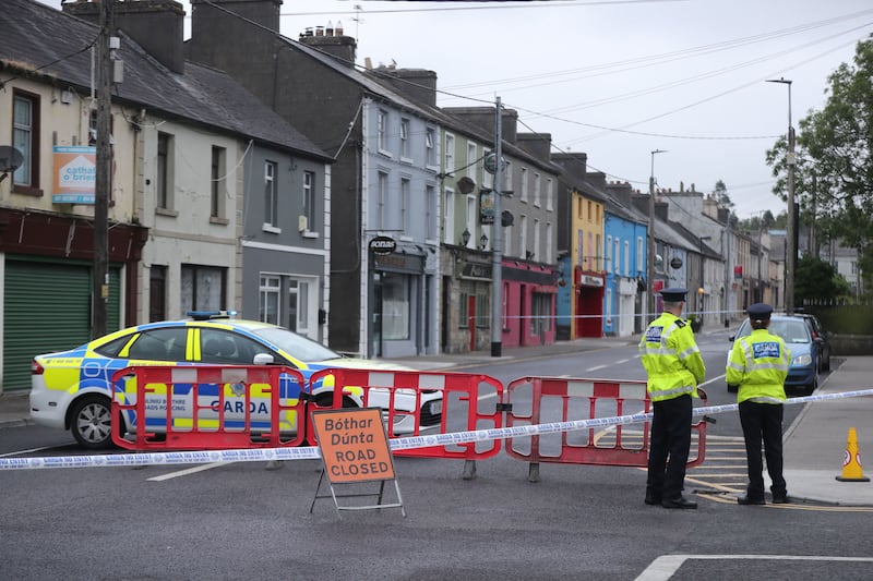 The scene in Castlerea, Co Roscommon, where Detective Garda Colm Horkan died after being shot on Wednesday night. Garda&iacute; have detained a man in connection with the incident. Picture: Niall Carson/PA Wire&nbsp;