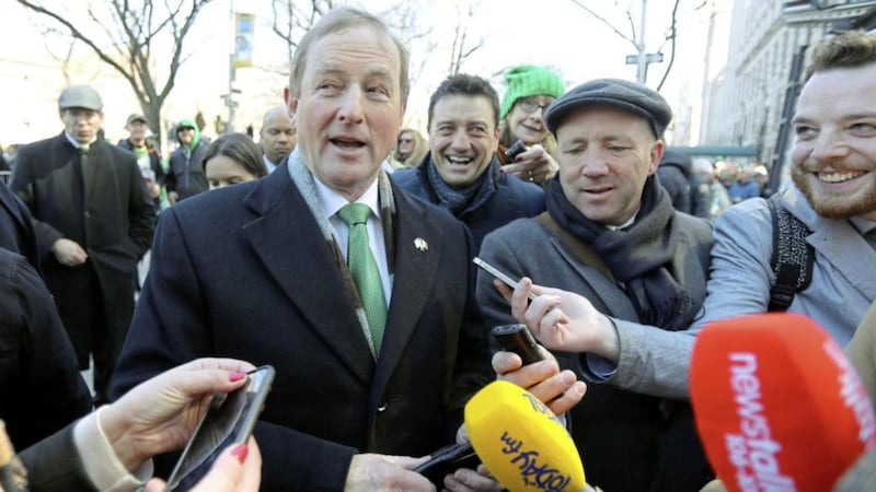 Taoiseach Enda Kenny during the St Patricks Day Parade in New York yesterday. Picture by Niall Carson/PA Wire 