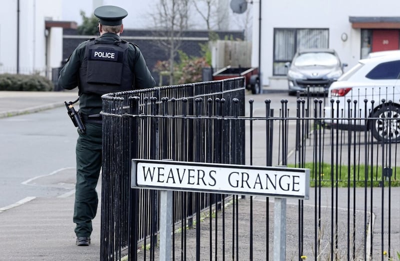 Police officers at Weavers Grange in Newtownards on Thursday. Picture by Mal McCann. 