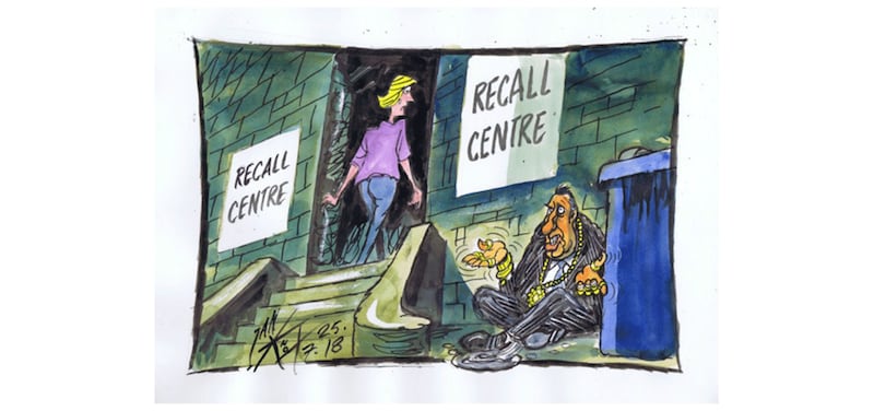 &nbsp; Recall is the title of Ian Knox's cartoon of July 25 2018