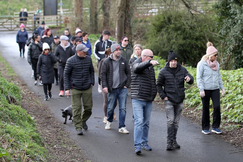 Press Eye - Northern Ireland - 24th March 2024

Paula Elliott’s brother David Bierney (Black Hat)

Volunteers, family and friends continue searching for missing Lisburn woman Paula Elliot at the towpath in Lisburn. 

The 52-year-old was last seen leaving travelling along the Hillsborough Road area of Lisburn at 5.39pm on Tuesday March 5 in her red Citroen C4 which was later parked near the Lagan Towpath.

The PSNI has tasked the charity Community Rescue Service to lead the search for Paula, which has so far focused in around the towpath on the River Lagan, downstream as far as Belfast city centre.

Photograph by Declan Roughan / Press Eye